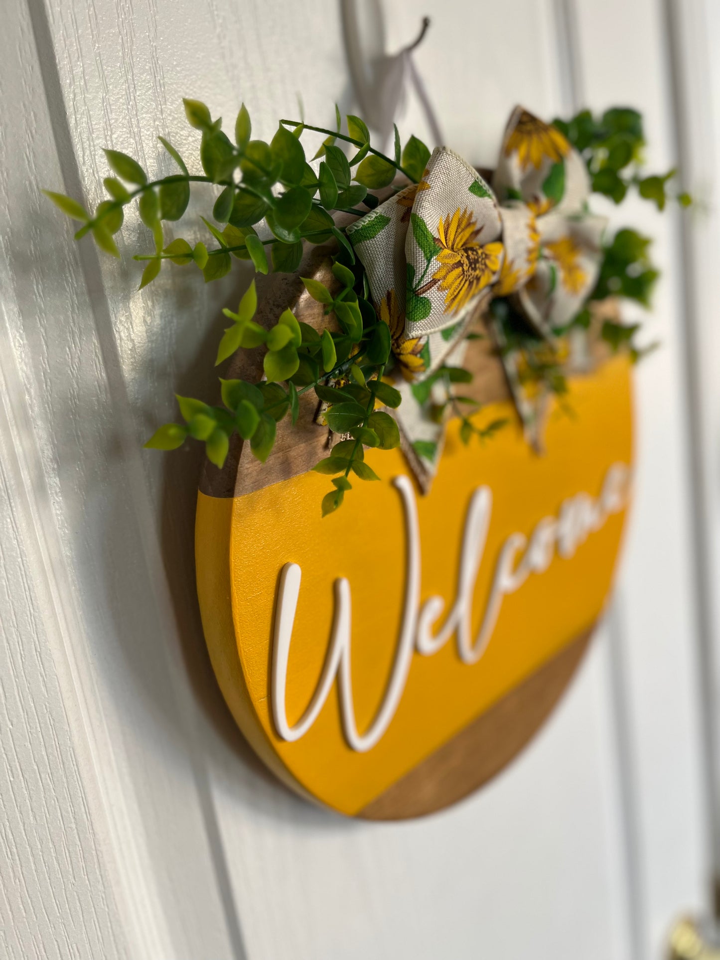 Sunflower Welcome door hanger