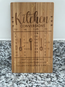 Kitchen Conversion Chart Cutting Board 