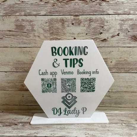 Booking & Tips QR Code Sign