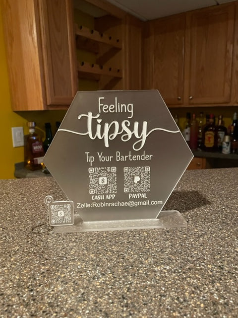 Feeling Tipsy Bartender QR code Tip Sign