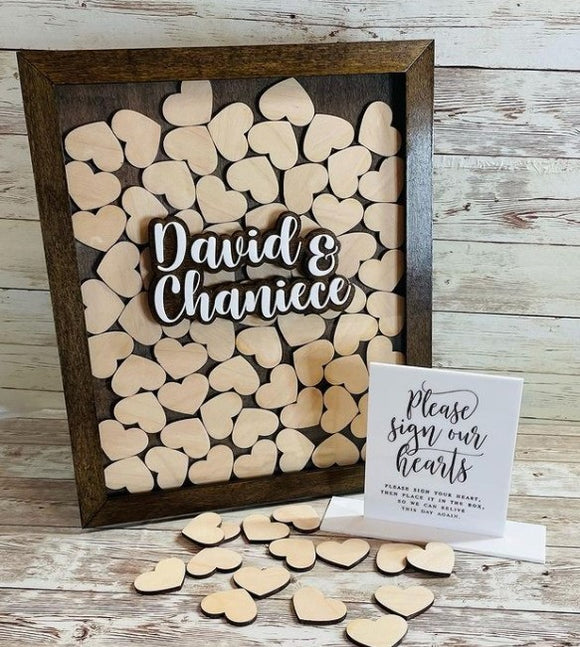 Wedding guest book with hearts