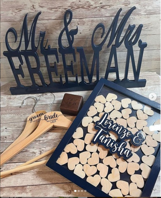 Wedding guest book with hearts