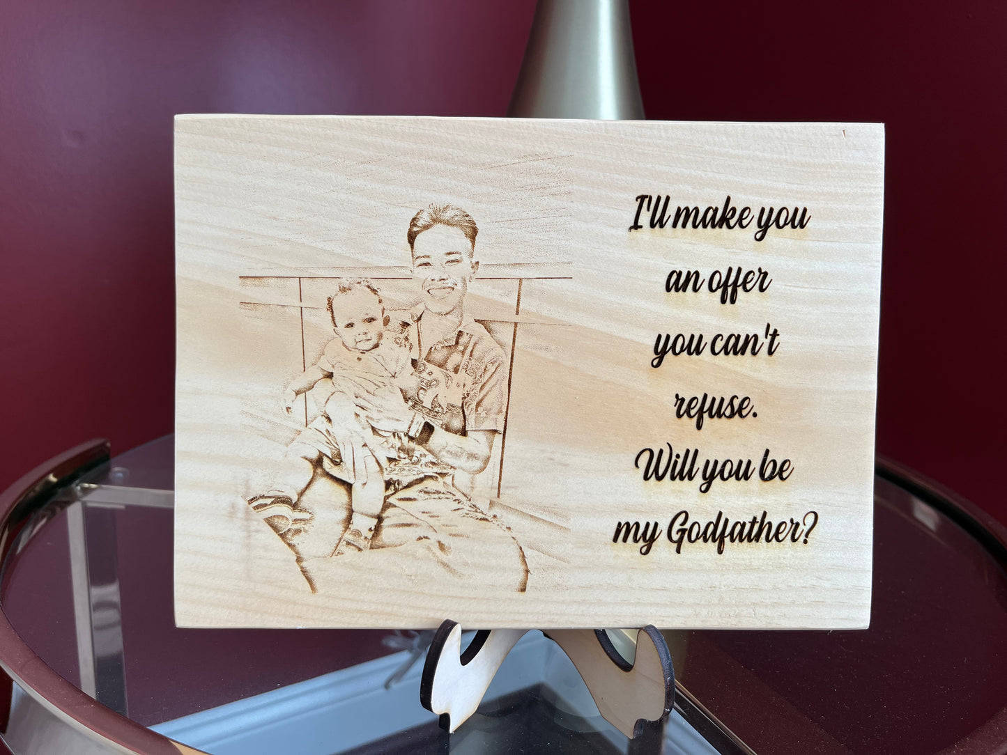 Special photo engraved wood plaque