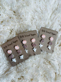 Pumpkin, heart and ghost earring set